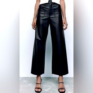 Zara Wide Leg Faux Leather Pants